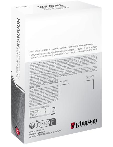 Kingston XS1000 2TB SSD Externo USB-C Rojo