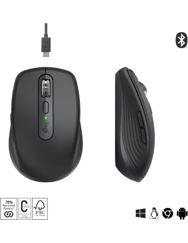 Logitech MX Anywhere 3S Ratón Inalámbrico Bluetooth 8000 DPI Gris