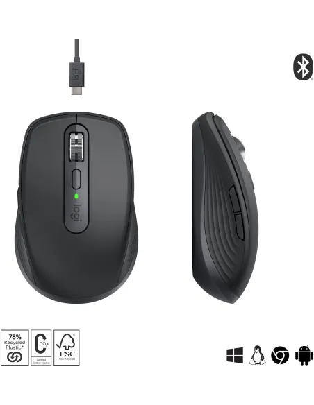 Logitech MX Anywhere 3S Ratón Inalámbrico Bluetooth 8000 DPI Gris
