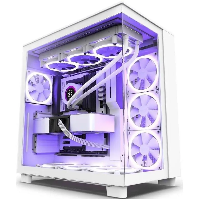 NZXT H9 Flow Cristal Templado USB 3.2 Blanca