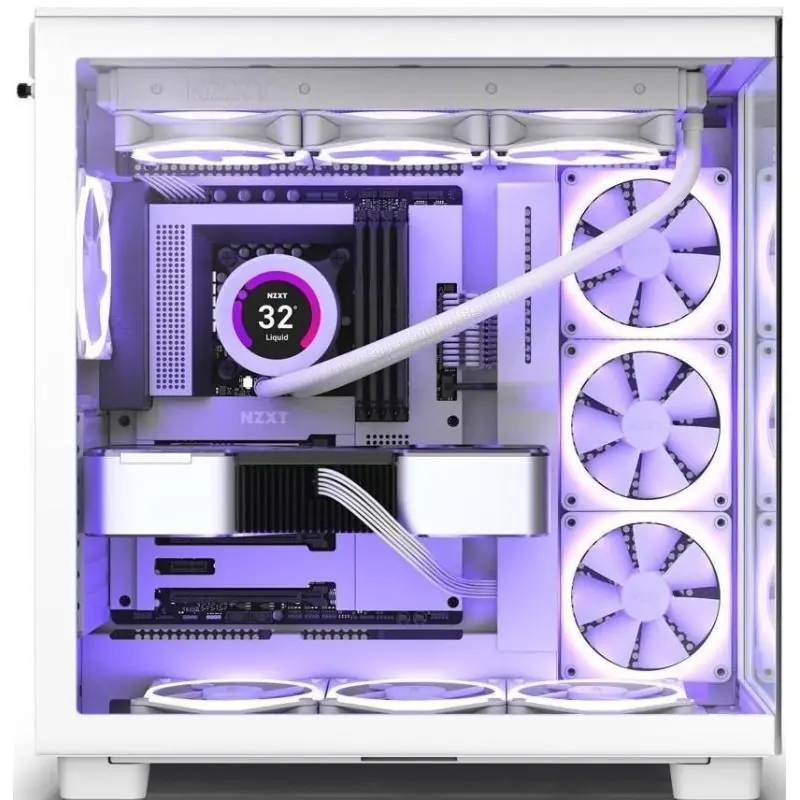 NZXT H9 Flow Cristal Templado USB 3.2 Blanca