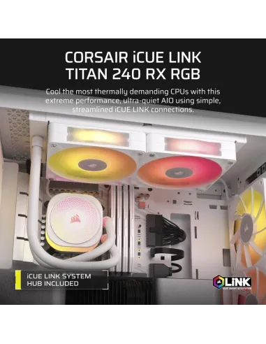 Corsair Titan 240 RX RGB AIO Kit de Refrigeración Líquida 240mm Blanca
