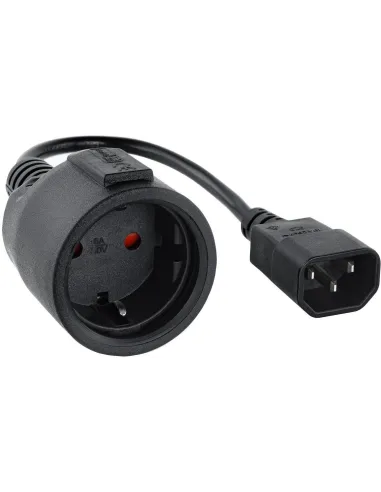 Nanocable 10.22.0902 Cable de Alimentación Adaptador C14 Macho a CEE7 Hembra 50cm Negra