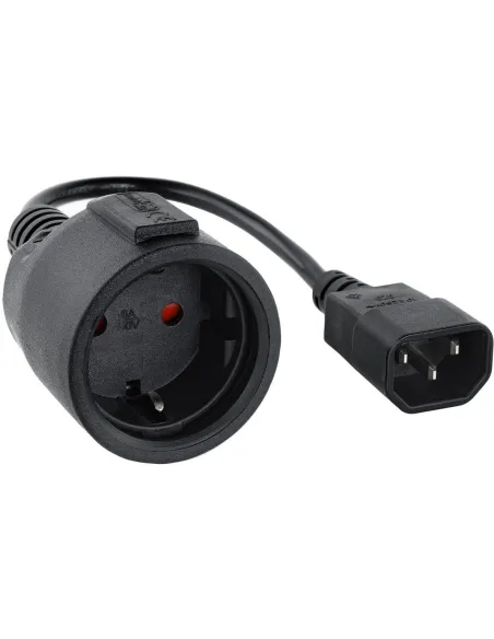 Nanocable 10.22.0902 Cable de Alimentación Adaptador C14 Macho a CEE7 Hembra 50cm Negra
