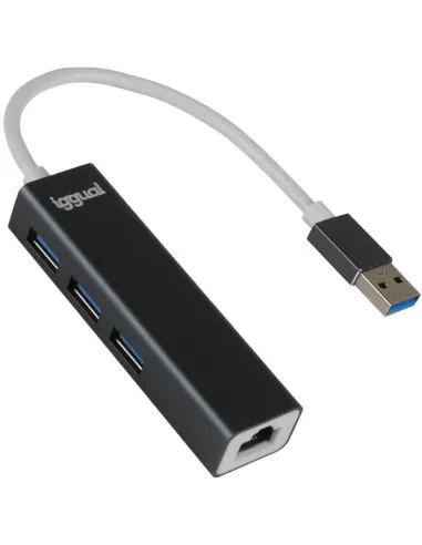 iggual IGG319260 Hub 4 en 1 USB-A/3xUSB 3.0/RJ45 Gigabit Gris