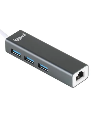 iggual IGG319260 Hub 4 en 1 USB-A/3xUSB 3.0/RJ45 Gigabit Gris