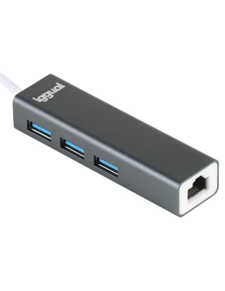 iggual IGG319260 Hub 4 en 1 USB-A/3xUSB 3.0/RJ45 Gigabit Gris