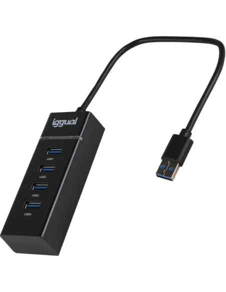 iggual IGG319246 Hub 4 en 1 USB-A/4xUSB 3.2 Negro