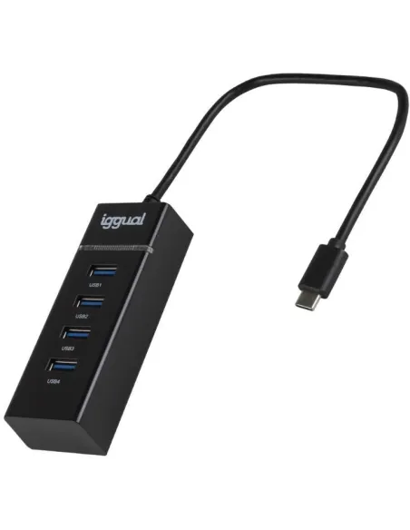 iggual IGG319239 Hub 4 en 1 USB-C/4xUSB 3.2 Negro