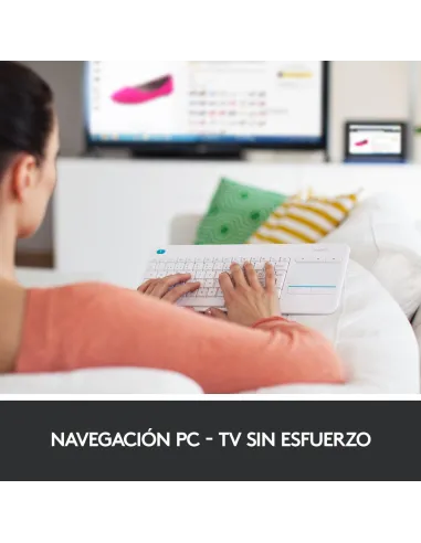 Logitech K400 Plus Teclado Inalámbrico con TouchPad Blanco