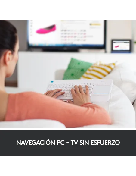 Logitech K400 Plus Teclado Inalámbrico con TouchPad Blanco