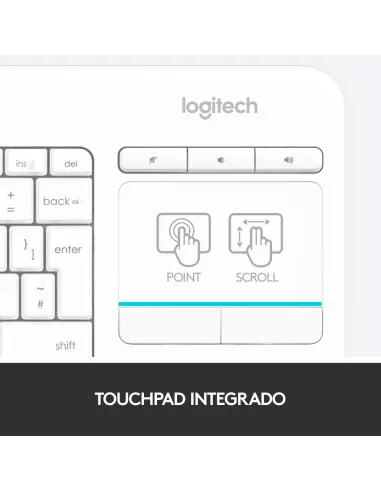Logitech K400 Plus Teclado Inalámbrico con TouchPad Blanco