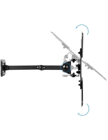 TooQ LP1344TN-B Soporte para Pared Inclinable y Giratorio 13"-43" Máx. 20Kg Negro