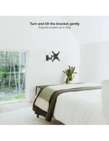 TooQ LP1344TN-B Soporte para Pared Inclinable y Giratorio 13"-43" Máx. 20Kg Negro