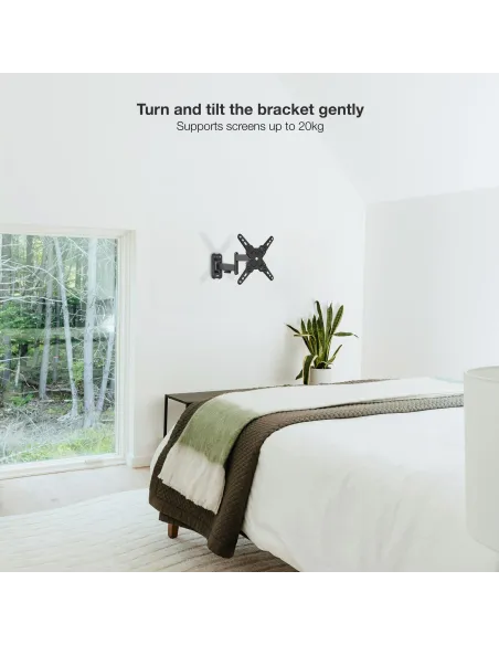 TooQ LP1344TN-B Soporte para Pared Inclinable y Giratorio 13"-43" Máx. 20Kg Negro