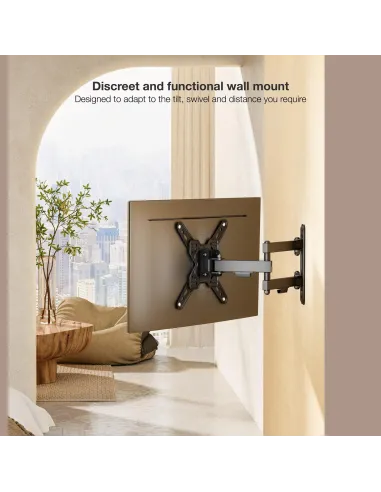 TooQ LP1345TN-B Soporte para Pared Inclinable y Giratorio 13"-43" Máx. 20Kg Negro