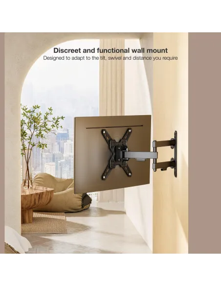 TooQ LP1345TN-B Soporte para Pared Inclinable y Giratorio 13"-43" Máx. 20Kg Negro