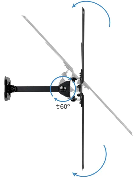 TooQ LP1355TN-B Soporte para Pared Inclinable y Giratorio 13"-55" Máx. 25Kg Negro