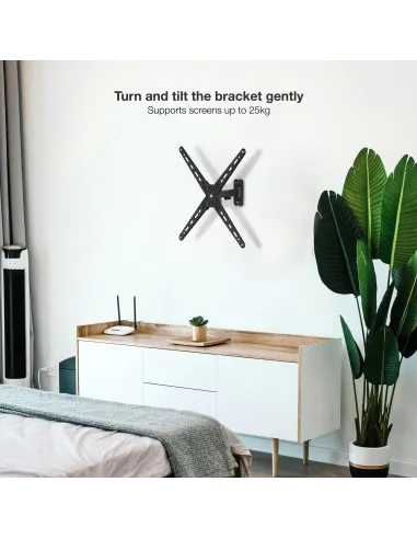 TooQ LP1355TN-B Soporte para Pared Inclinable y Giratorio 13"-55" Máx. 25Kg Negro