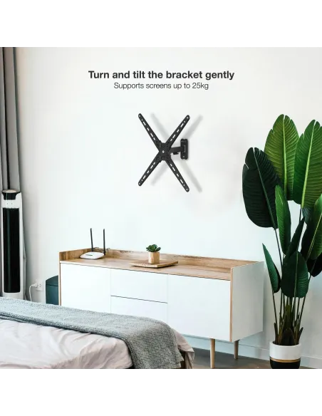 TooQ LP1355TN-B Soporte para Pared Inclinable y Giratorio 13"-55" Máx. 25Kg Negro