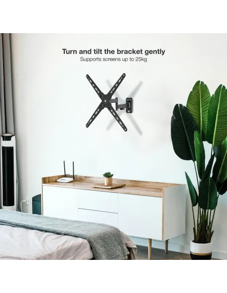 TooQ LP1356TN-B Soporte para Pared Inclinable y Giratorio 13"-55" Máx. 25Kg Negro