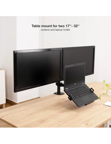 TooQ DB1202TN-B Soporte de Mesa para 2 Pantallas 17"-32" Máx 27 Kg Negro