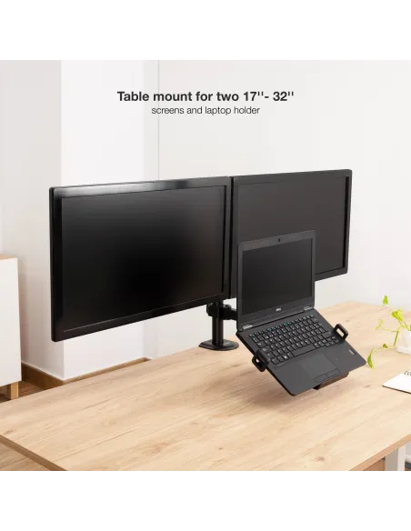TooQ DB1202TN-B Soporte de Mesa para 2 Pantallas 17"-32" Máx 27 Kg Negro