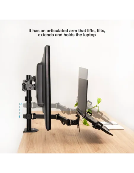 TooQ DB1202TN-B Soporte de Mesa para 2 Pantallas 17"-32" Máx 27 Kg Negro