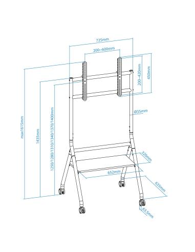 TooQ FS20206M-B Soporte de Suelo con Ruedas 37"-86" Máx. 80Kg Negro