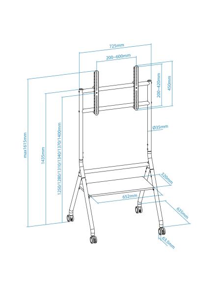 TooQ FS20206M-B Soporte de Suelo con Ruedas 37"-86" Máx. 80Kg Negro