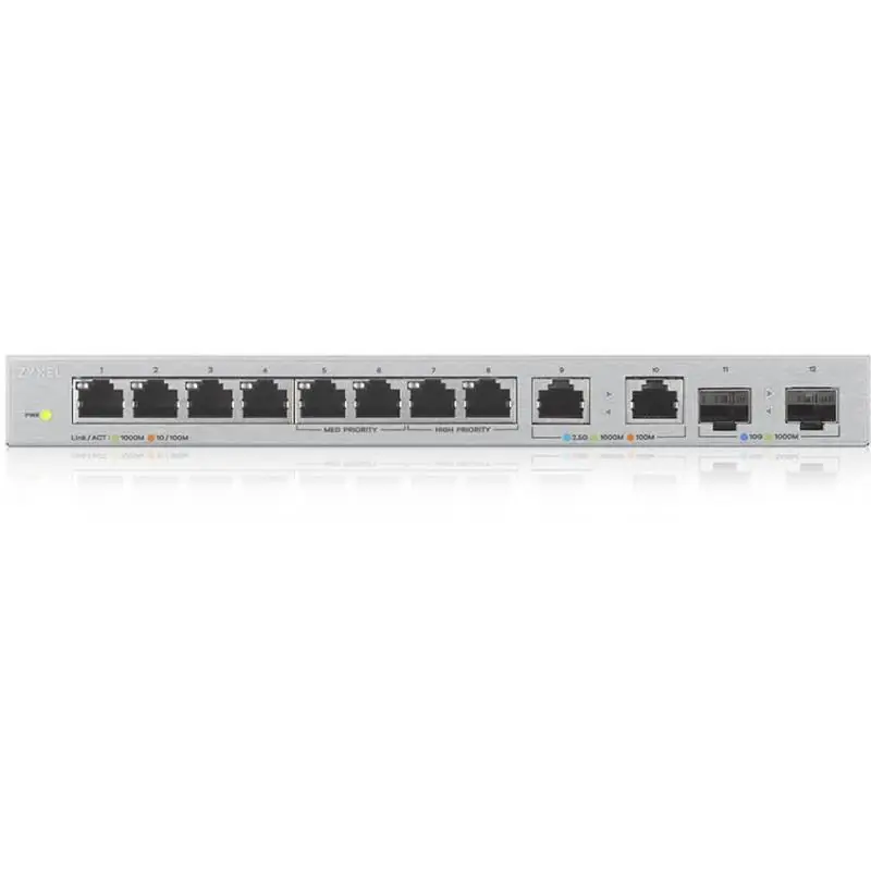 Zyxel XGS1010-12 V2 Switch 8 Puertos RJ45 Gigabit + 2 Puertos 2.5G + 2 Puertos SFP+ 10G