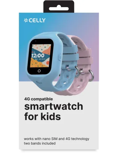 Celly Kidswatch 4G Reloj Smartwatch para Niños 2 Correas Rosa y Azul