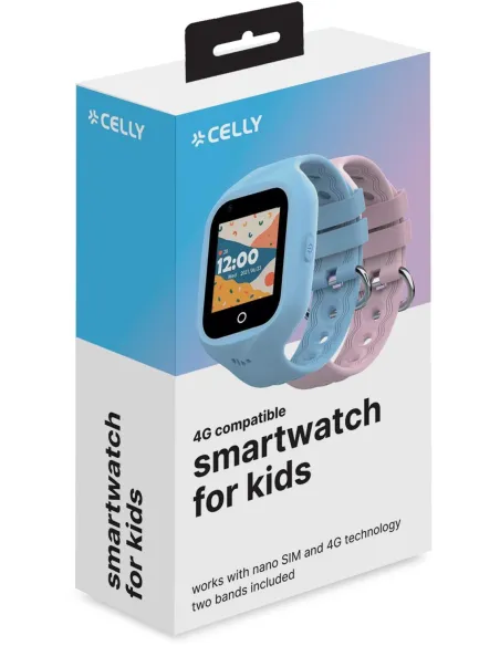 Celly Kidswatch 4G Reloj Smartwatch para Niños 2 Correas Rosa y Azul
