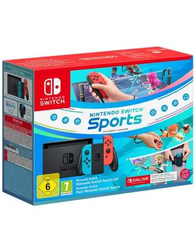 Nintendo Switch + Nintendo Switch Sports + Cinta Pierna + Suscripción 12 Meses Nintendo Switch Online
