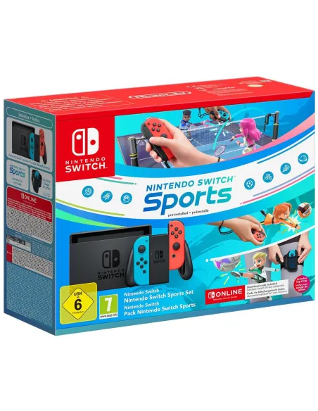 Nintendo Switch + Nintendo Switch Sports + Cinta Pierna + Suscripción 12 Meses Nintendo Switch Online