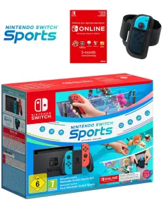 Nintendo Switch + Nintendo Switch Sports + Cinta Pierna + Suscripción 12 Meses Nintendo Switch Online