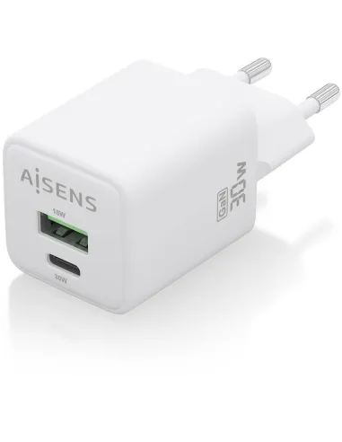 Aisens ASCH-30W2P037-W Cargador USB-A/USB-C 33W Carga Rápida Blanca