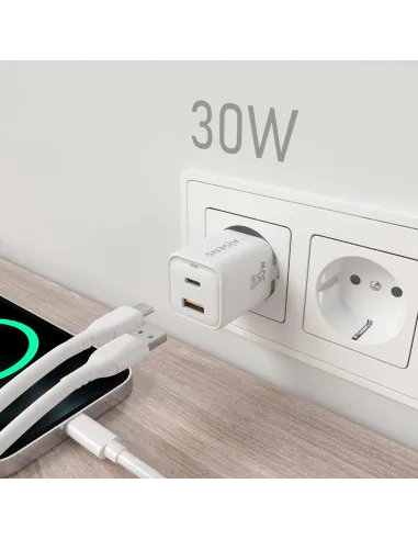 Aisens ASCH-30W2P020-W Cargador USB-A/USB-C Blanco