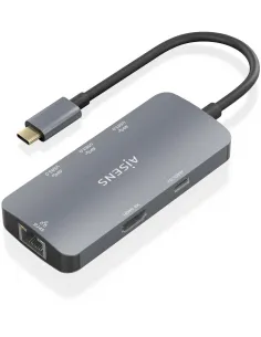 Aisens ASUC-6P019-GR Dock 6 EN 1 USB-C a HDMI/RJ45/3xUSB-A/USB-C 15cm Gris-ACCE60295