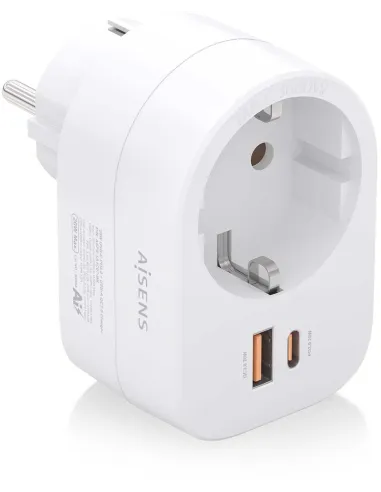Aisens ASPS-1A1C06-W Cargador 1 x Toma de Corriente/USB-A/USB-C Blanco