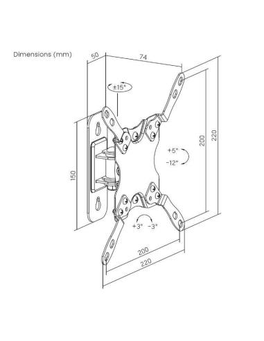 Aisens WT42TSL-273 Soporte para Pared Inclinable 13"-42" Máx.20Kg Negro