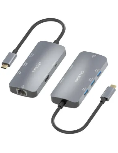 Aisens ASUC-6P019-GR Dock 6 EN 1 USB-C a HDMI/RJ45/3xUSB-A/USB-C 15cm Gris
