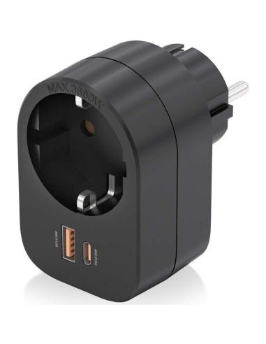 Aisens ASPS-1A1C07-BK  Cargador 1 x Toma de Corriente/USB-A/USB-C Negro