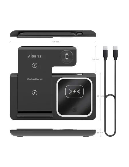 Aisens ASCH-15W3WC043-BK Cargador Inalámbrico USB-C Negro