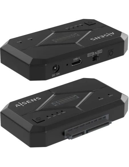 Aisens ASDS-M2SATA04B Adaptador Discos Duros 2.5"/3.5"/M.2 SATA a USB-C Negro