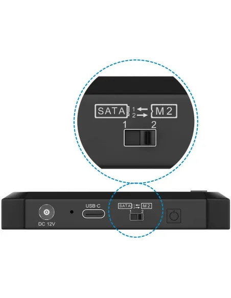 Aisens ASDS-M2SATA04B Adaptador Discos Duros 2.5"/3.5"/M.2 SATA a USB-C Negro