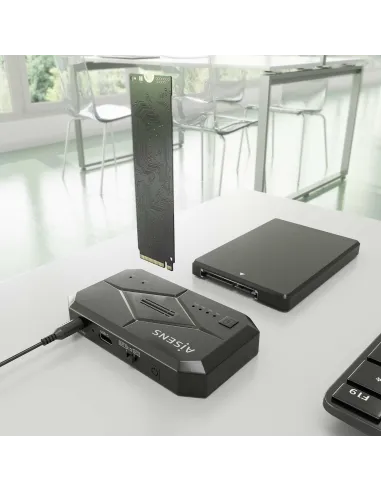 Aisens ASDS-M2SATA04B Adaptador Discos Duros 2.5"/3.5"/M.2 SATA a USB-C Negro