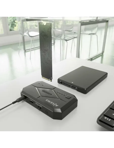 Aisens ASDS-M2SATA04B Adaptador Discos Duros 2.5"/3.5"/M.2 SATA a USB-C Negro