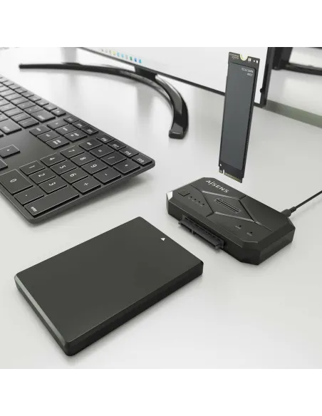 Aisens ASDS-M2SATA04B Adaptador Discos Duros 2.5"/3.5"/M.2 SATA a USB-C Negro