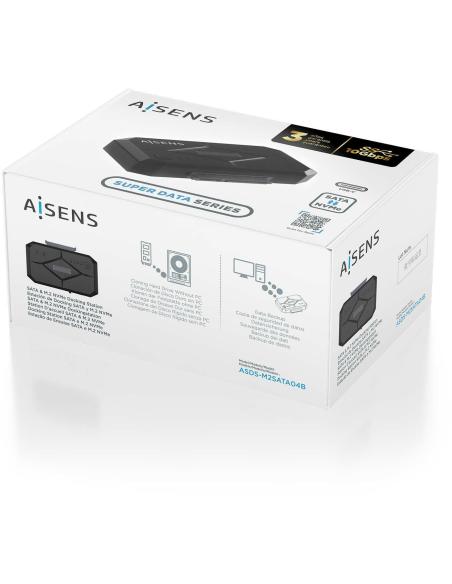 Aisens ASDS-M2SATA04B Adaptador Discos Duros 2.5"/3.5"/M.2 SATA a USB-C Negro